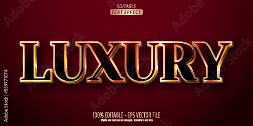 Gold text effect, editable luxury red text style