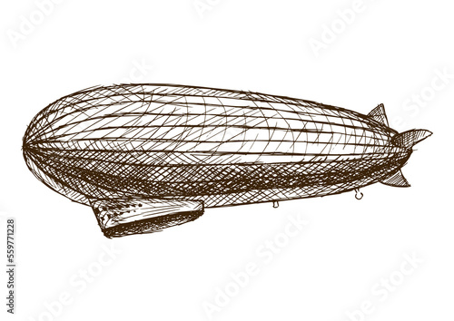 Antique dirigible hand drawn sketch PNG illustration with transparent background © Oleksandr Pokusai