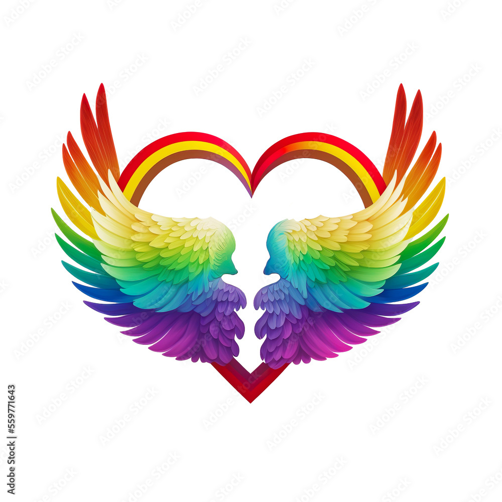 LGBT pride rainbow flag, Love Valentines Day, heart wings, background. wallpaper LGBT pride rainbow flag, Love Valentines Day, heart wings, background. wallpaper