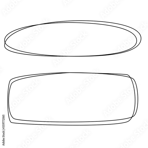 Set of simple highlight oval. Imitation hand drawn