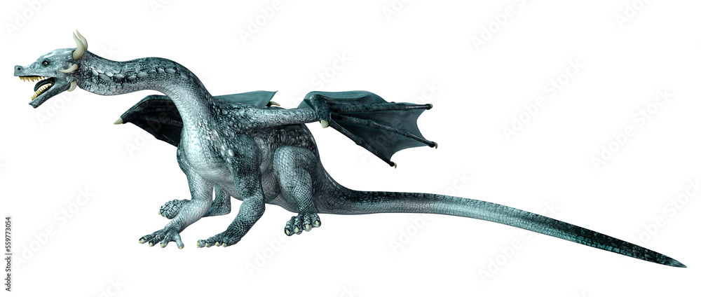 Fototapeta premium 3D Rendering Fairy Tale Dragon on White