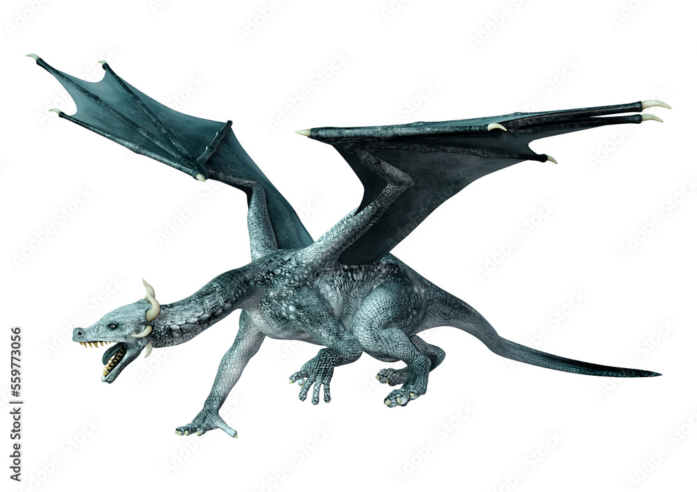 Fototapeta premium 3D Rendering Fairy Tale Dragon on White