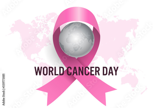 World cancer day background with pink ribbon
