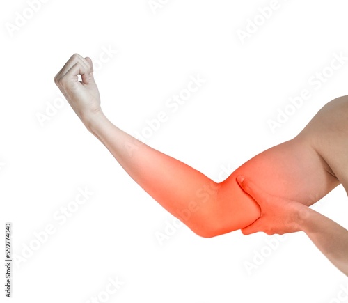 Foto Pain in the upper arm of Asian young man