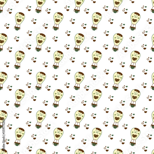 Aerostat pattern3. Seamless pattern with cute aerostat character. Doodle cartoon color vector illustration.