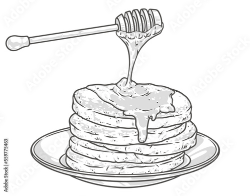 Honey pancakes colorful logotype detailed