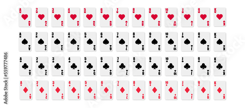All playing cards icon on white background. Club, diamond, heart, spade illustration.