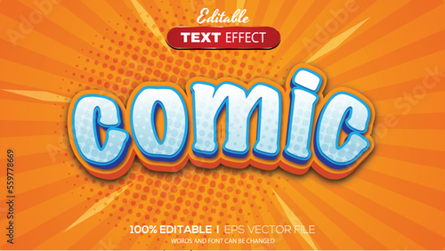 3d editable text effect comic theme