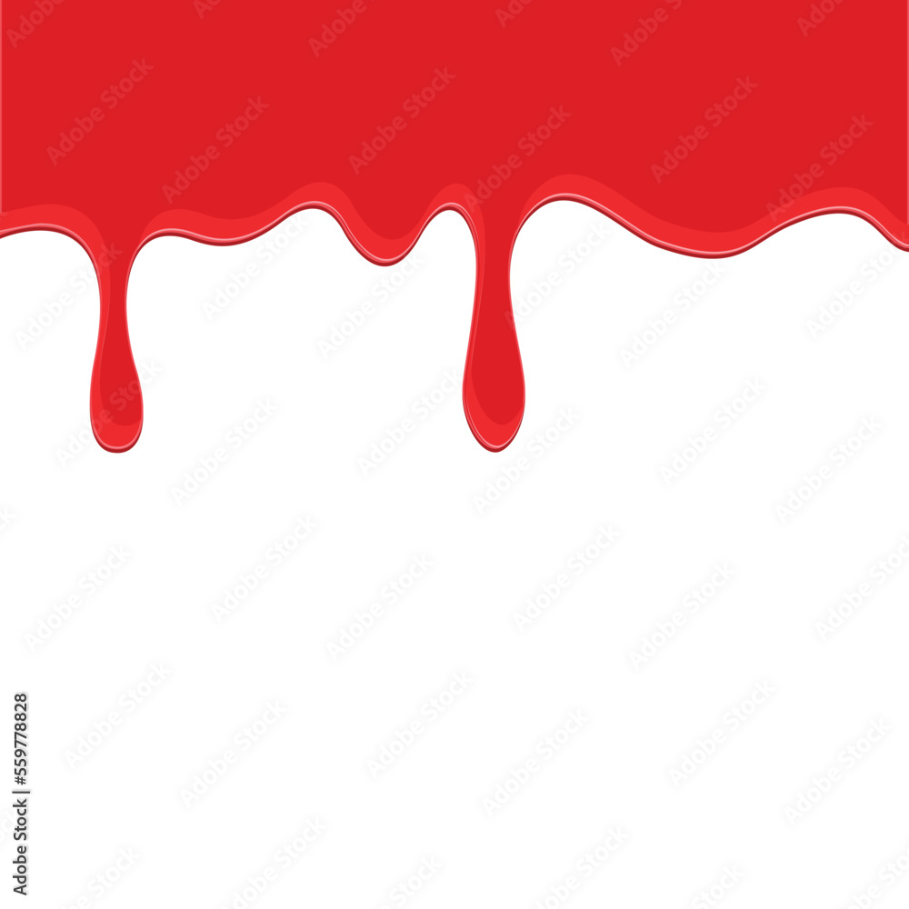 Red dripping paint isolated on a white background