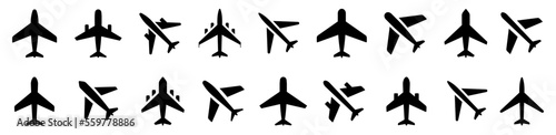 Airplane Icons Set. Aircraft collection. Passenger planes and other airplane icon. Vector illustration