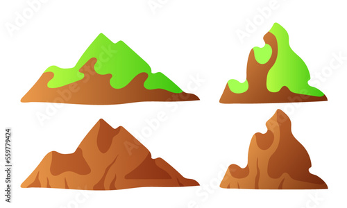 The mountains. Vector set isolated on white background.
