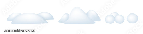 Snowdrifts and snowballs. Vector set. Clipart isolated on white background.