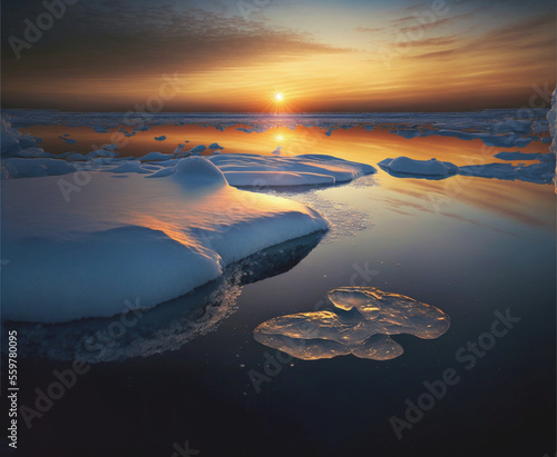 Foto Ice melting, global warming concept