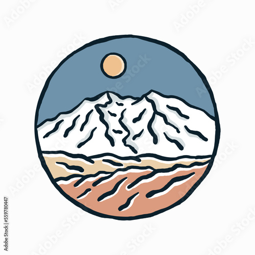 simply hand drawing of Denali National Park design for badge, sticker, t shirt apparel, etc