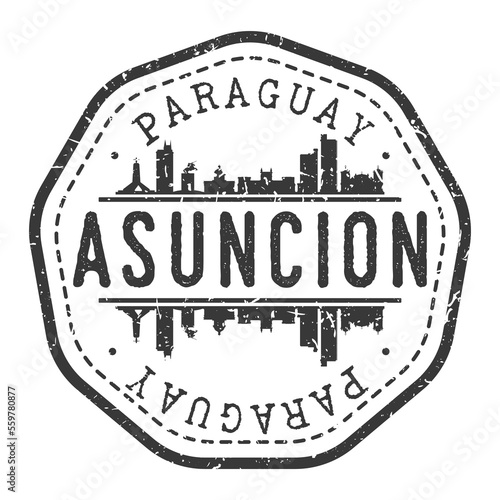 Asunción, Paraguay Stamp Skyline Postmark. Silhouette Postal Passport. City Round Vector Icon. Vintage Postage Design.