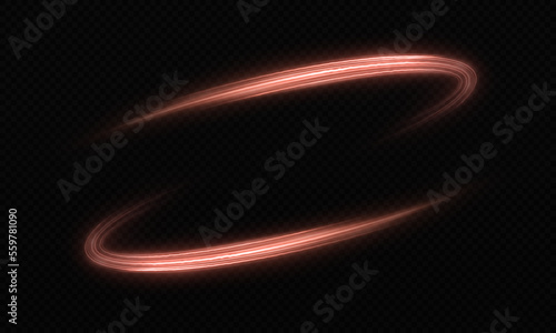 Magic light trail of glittering comet tail. Luminous trail effect. Space wavy lines twinkle on transparent background. Abstract magic banner. 