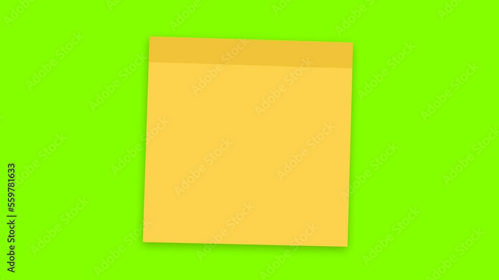 Sticky Notes Paper Green Screen Animation , Yellow Stick Note green screen Animation, Stick Note Paper Green Screen motion graphics animation 4K,blank sticky note animation.