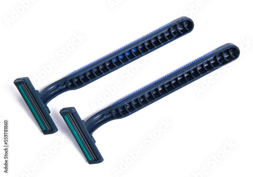 Blue men razor isolated on white background