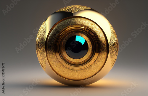 illustration of the divine decorative eye in gold. Generative AI