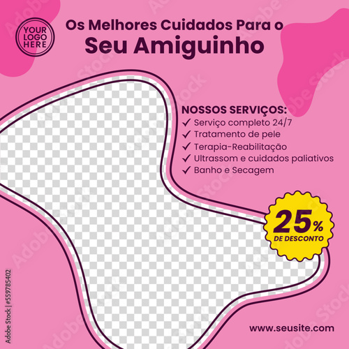 Médico veterinário Cuidados com animais de estimação Design criativo de mídia social Publicação digital Flyer Banner