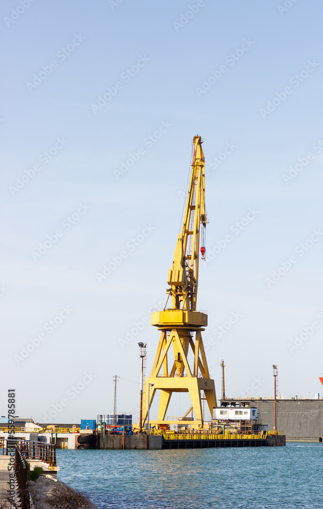 Crane at a shipyard in Cádiz, Andalusia, Spain. Shipbuilding industry