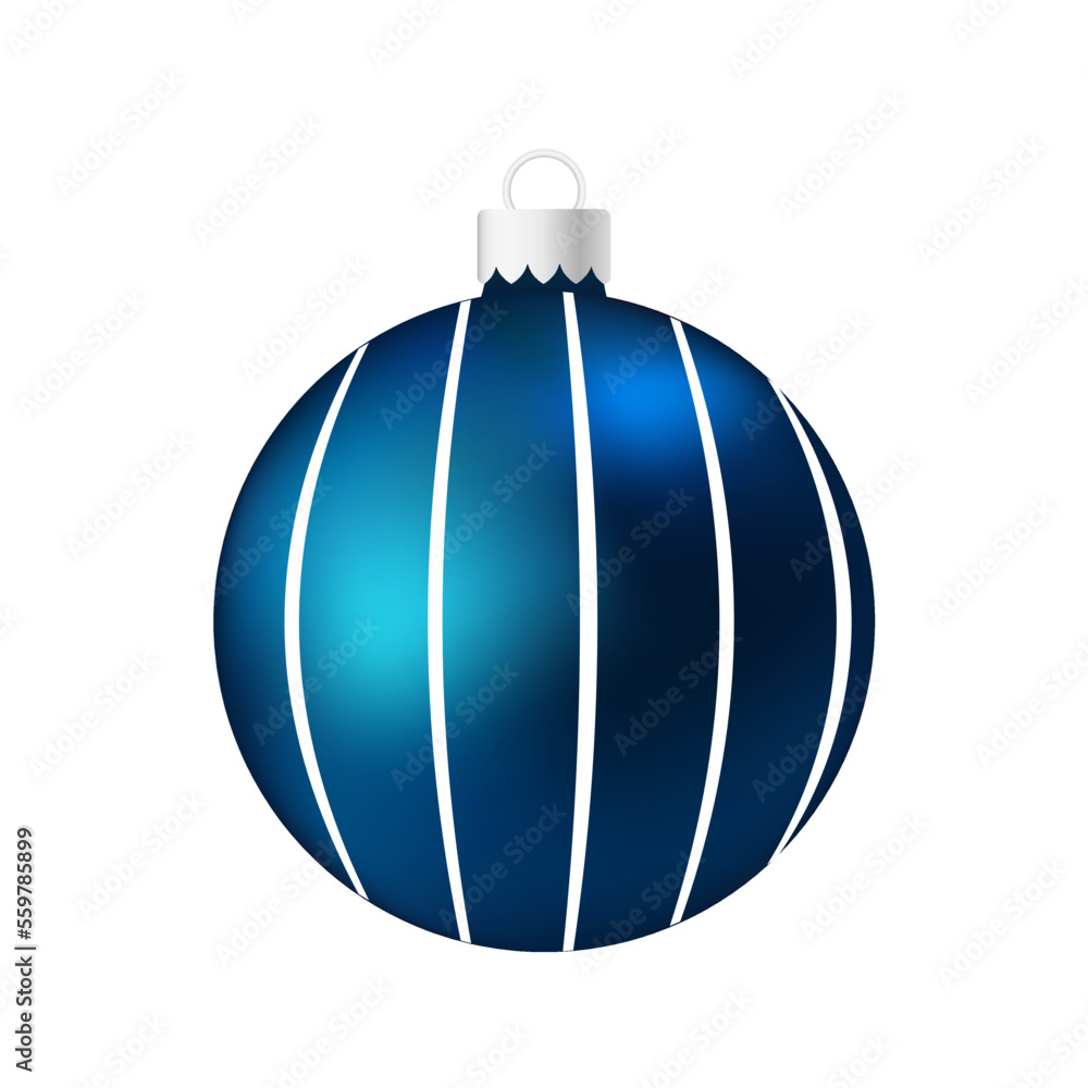 Dark blue Christmas tree toy or ball Volumetric and realistic color illustration Dark blue Christmas tree toy or ball Volumetric and realistic color illustration
