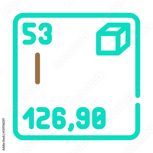 iodine chemical element color icon vector. iodine chemical element sign. isolated symbol illustration