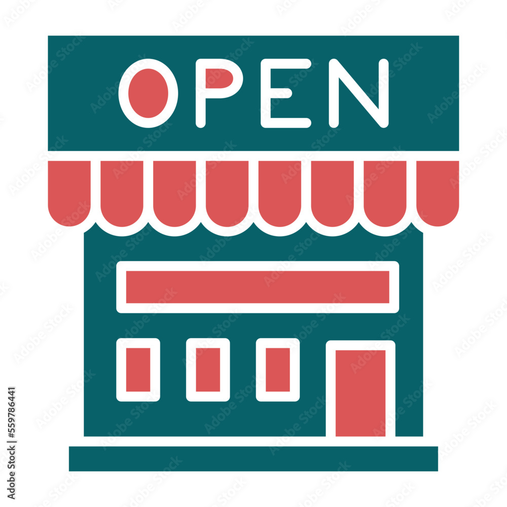 Fototapeta premium Shop Open Icon Style
