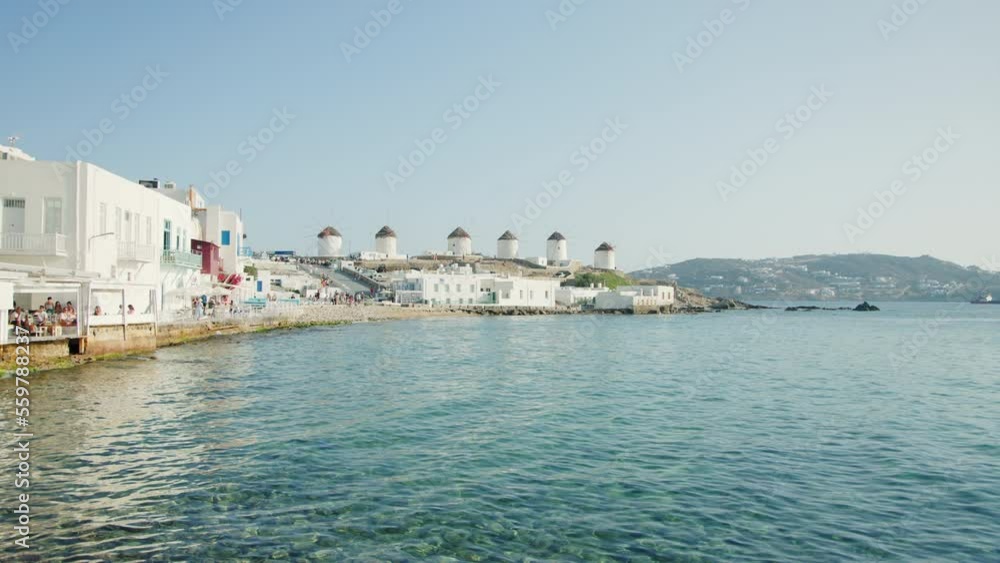 Mykonos Windmills and the Aegean Sea, Greece Mykonos Windmills and the Aegean Sea, Greece