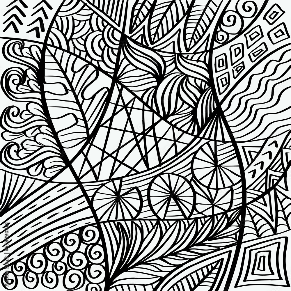 Doodle abstract floral ornament  pattern
