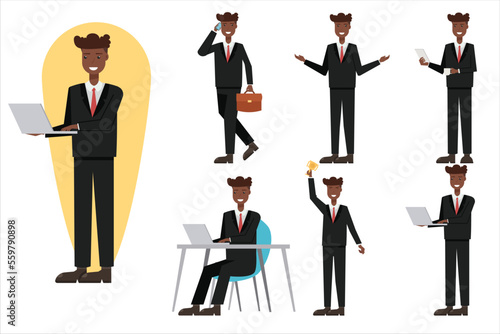 set Businessman working character design . Vector