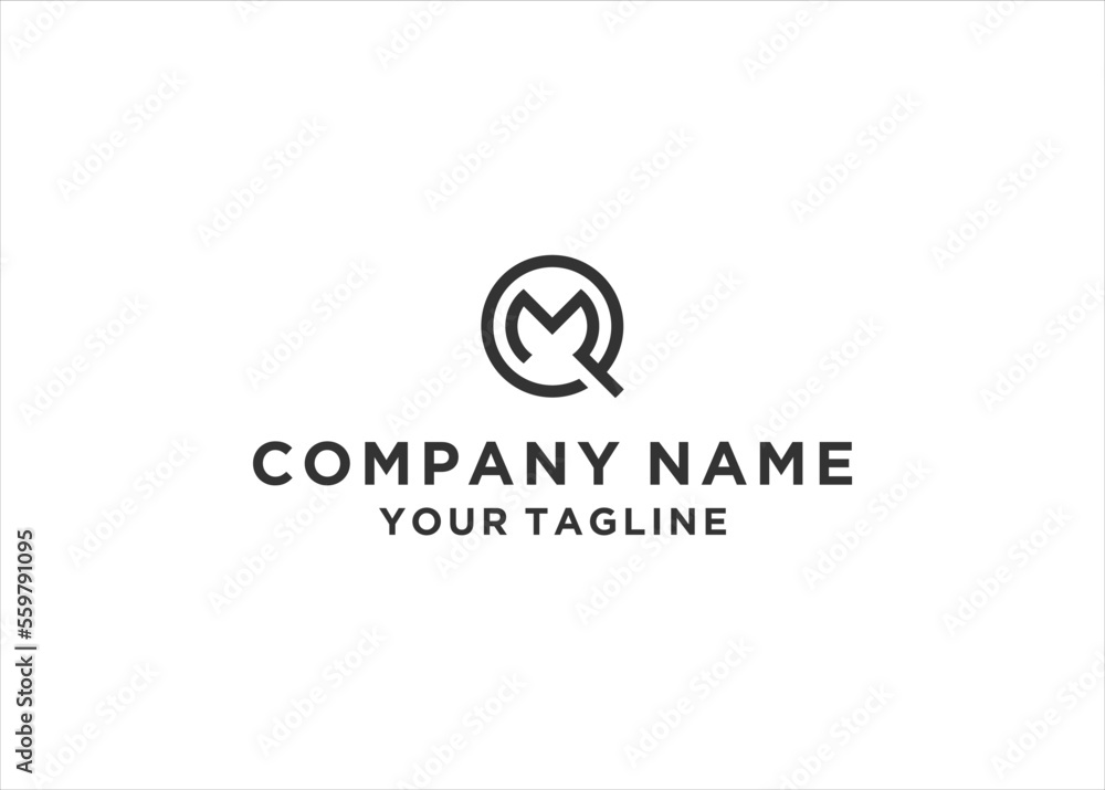 Initial Letter QM Monogram Logo Design Vector