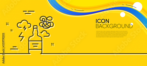 Alcohol addiction line icon. Abstract yellow background. Difficult stress sign. Mental health problem symbol. Minimal alcohol addiction line icon. Wave banner concept. Vector