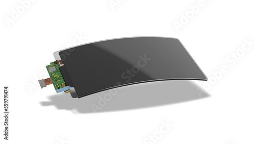 Black flexible rectangular display mockup animation, looped switch, 4k video