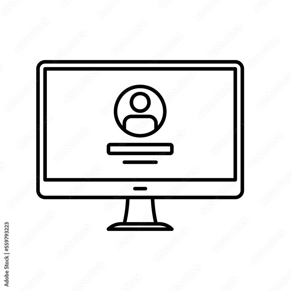 Desktop computer user login icon with avatar and password input Desktop computer user login icon with avatar and password input