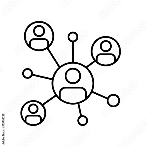Social network or work networking icon with people and diagrams