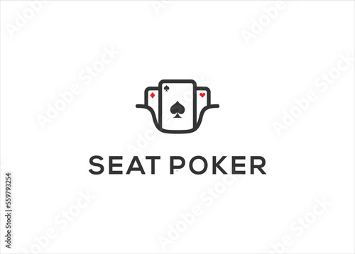 creative sofa seat poker logo design vector template