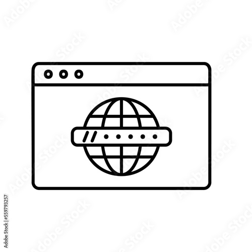 Global website internet browser icon for surfing internet with address bar