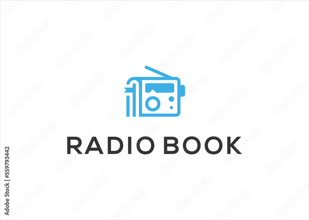Creative Radio Book Education logo design vector illustration Creative Radio Book Education logo design vector illustration