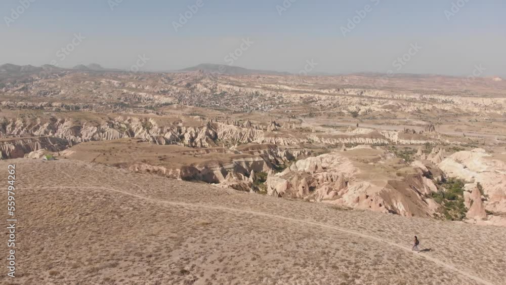 Aerial view tent on canyon with scenic outdoors panorama .Adventurous holidays concept Aerial view tent on canyon with scenic outdoors panorama .Adventurous holidays concept