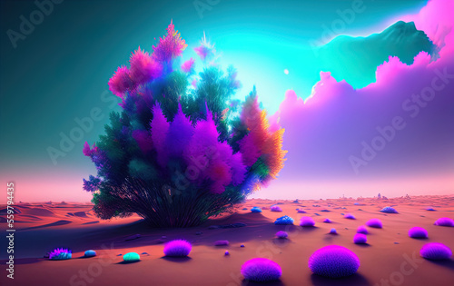 Colorful psychedelic art of volumetric mist. Generative AI