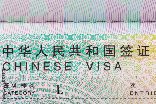 Chinese visa for tourist single entry.