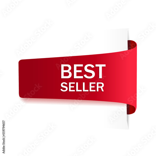 Best seller label, badge, sign vector illustration red icon. Flat design.