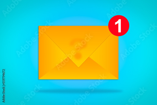 Ilustração da caixa de entrada de e-mail recebendo alerta de e-mail com ponto de interrogação alertando os usuários sobre os perigos da web