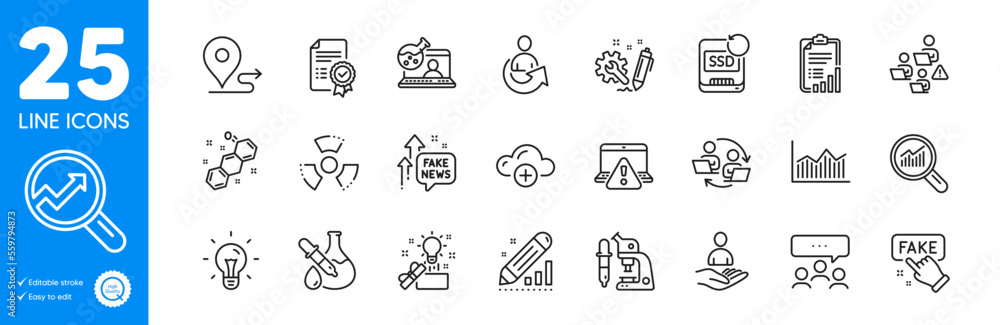 Outline icons set. Chemical hazard, Online warning and Money diagram icons. Microscope, Teamwork, Chemical formula web elements. Journey, Online chemistry, Recovery ssd signs. Vector Outline icons set. Chemical hazard, Online warning and Money diagram icons. Microscope, Teamwork, Chemical formula web elements. Journey, Online chemistry, Recovery ssd signs. Vector