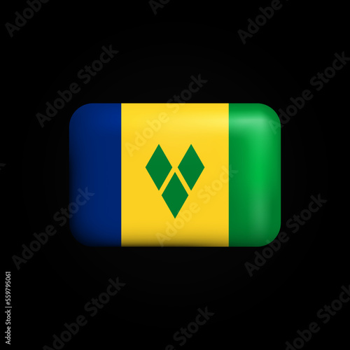 Saint Vincent And The Grenadines Flag 3D Icon. National Flag of Saint Vincent And The Grenadines. Vector illustration