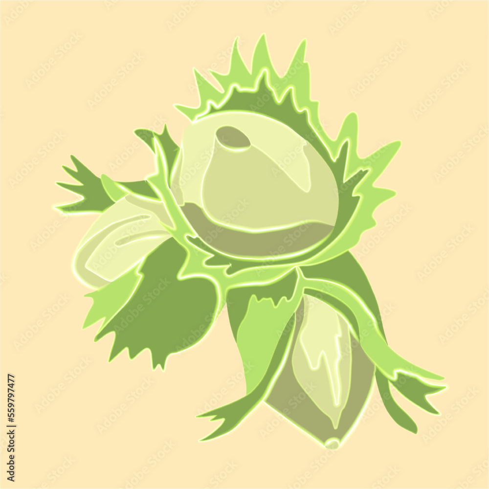 Fototapeta premium Vector isolated illustration of nut tree with neon effect.