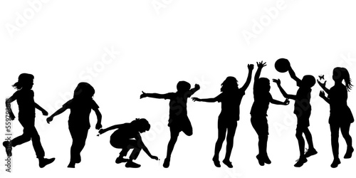 Silhouettes of children playing outdoor
