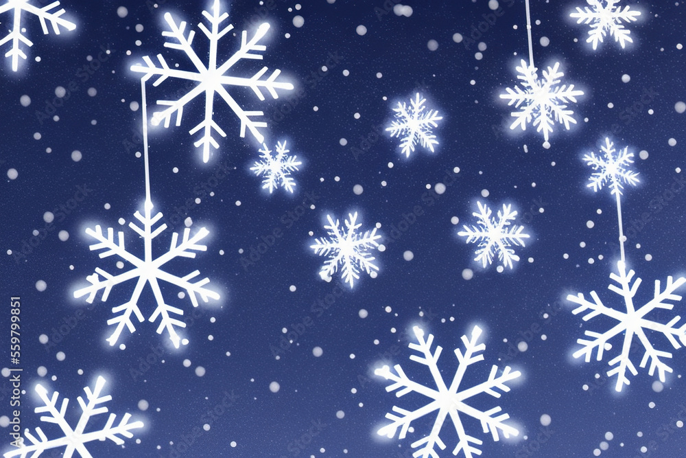 Christmas snowflakes lights with falling snow Christmas snowflakes lights with falling snow
