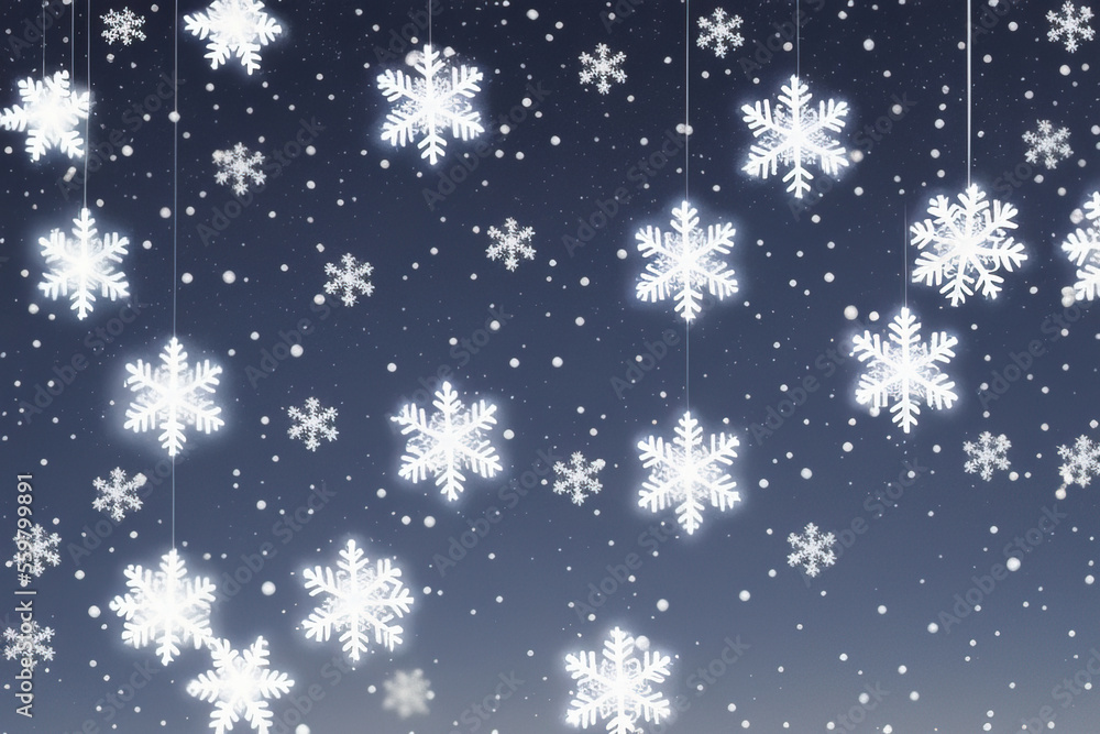 Christmas snowflakes lights with falling snow Christmas snowflakes lights with falling snow